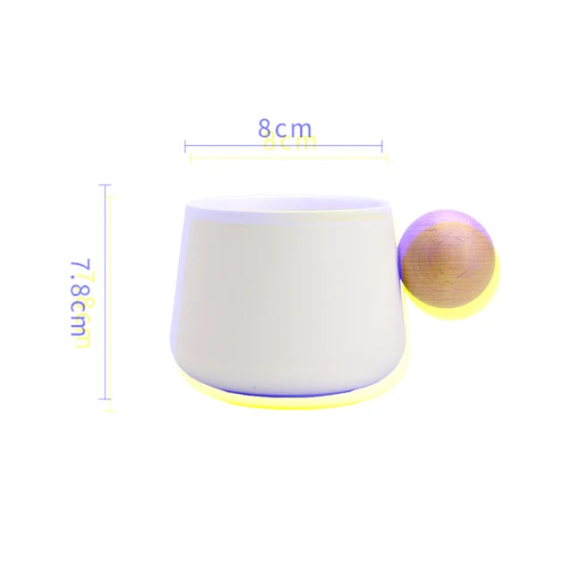 Ceramic Coffee Cup and Saucer Set Espresso Cups Light Luxury Wooden Handle Afternoon Tea Mug Female Original Mugs Couple Gifts