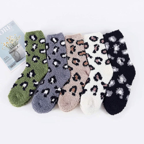 5-Pair: Womens Fuzzy Socks Winter Slipper Socks
