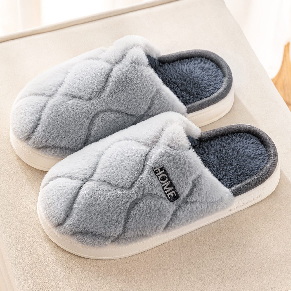Plush Slippers Winter For Women Indoor Floor Bedroom Home Slipper Warm Solid House Shoes.