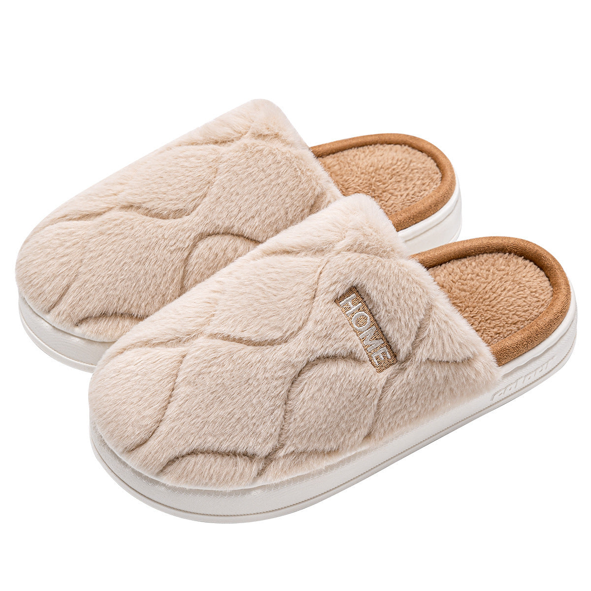 Plush Slippers Winter For Women Indoor Floor Bedroom Home Slipper Warm Solid House Shoes.