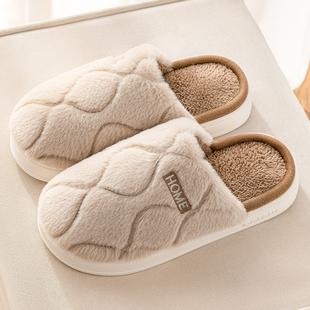 Plush Slippers Winter For Women Indoor Floor Bedroom Home Slipper Warm Solid House Shoes.