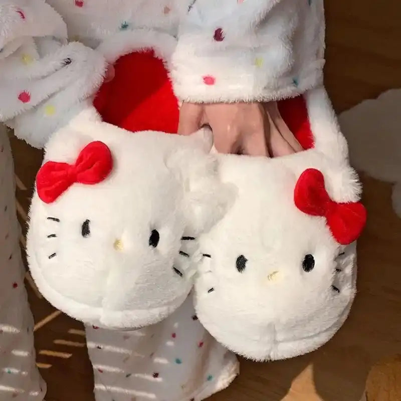 Kitty Kawaii Fluffy Fuzzy House Shoe Slippers - # GIAA73610009
