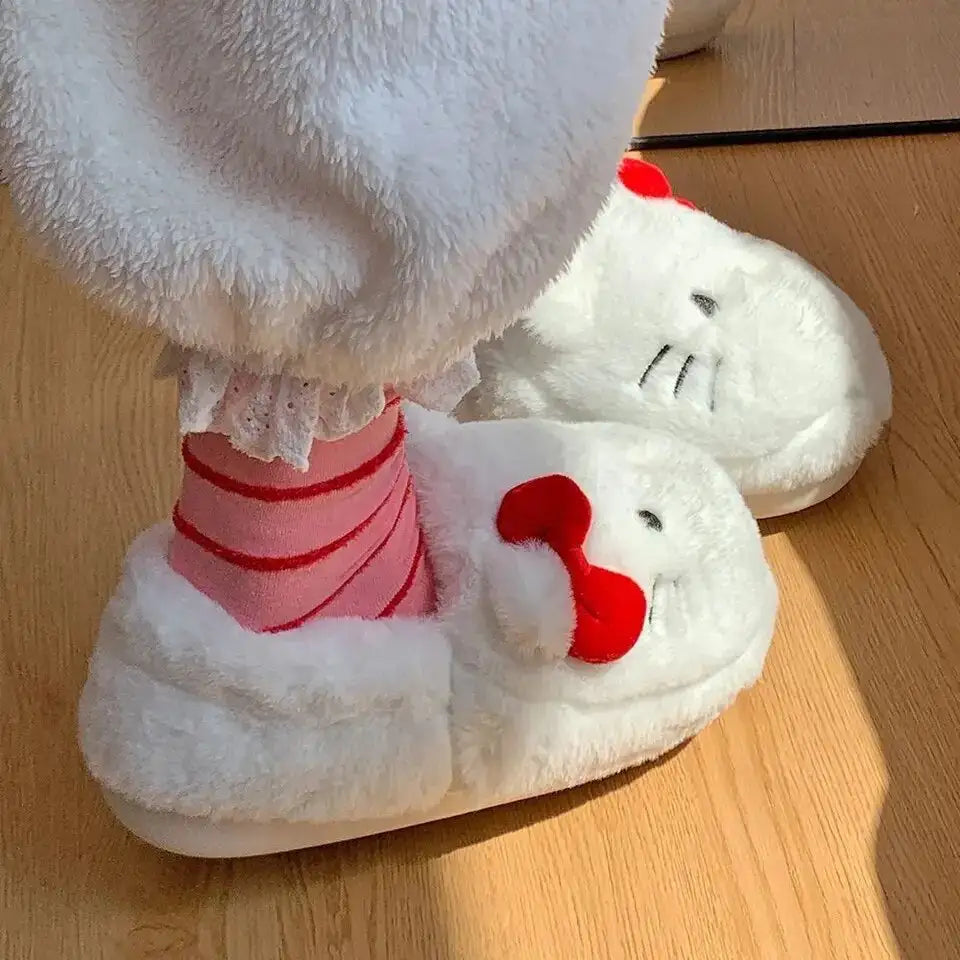 Kitty Kawaii Fluffy Fuzzy House Shoe Slippers - # GIAA73610009